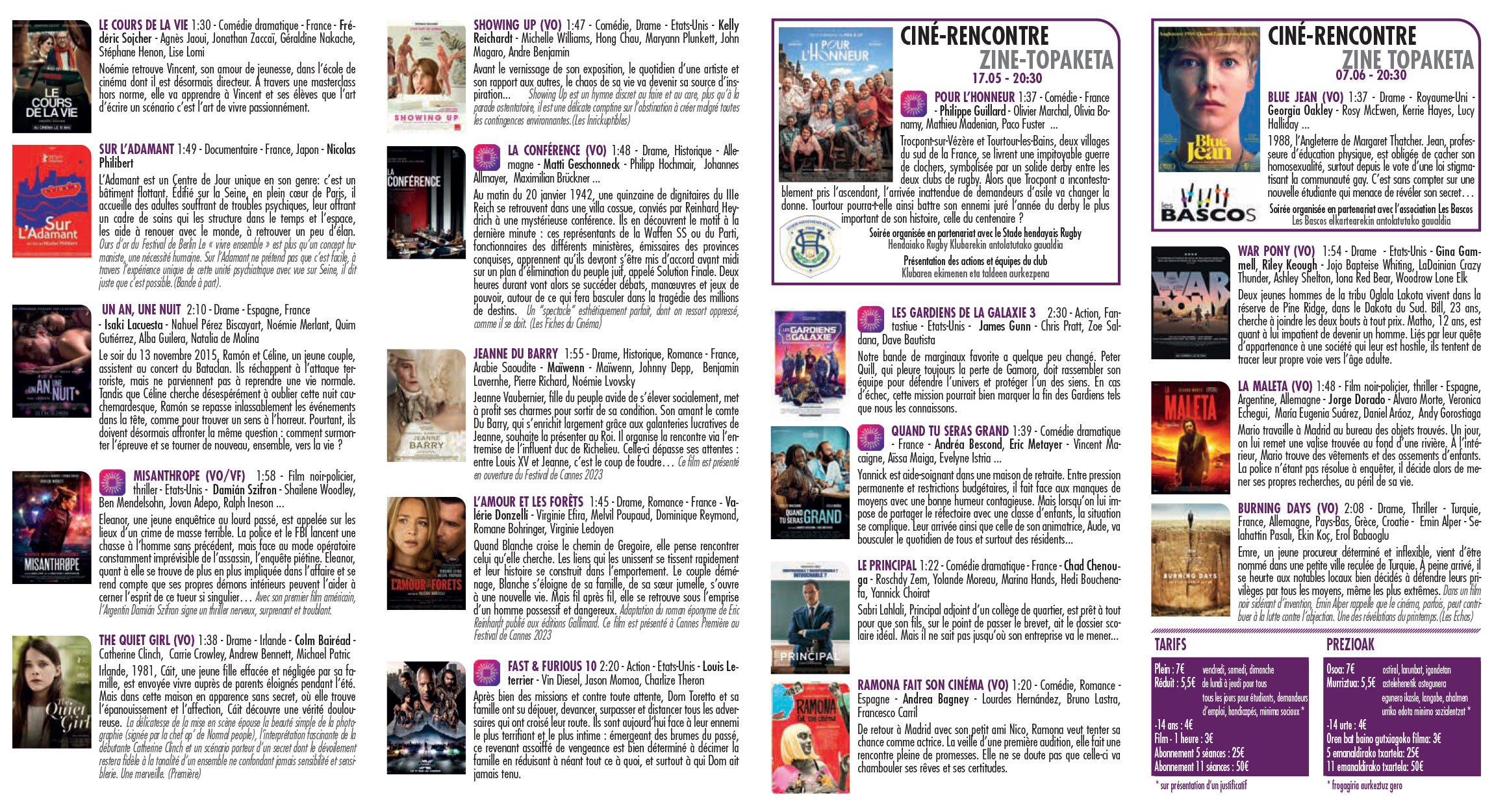 Programme du cinéma mai 2023