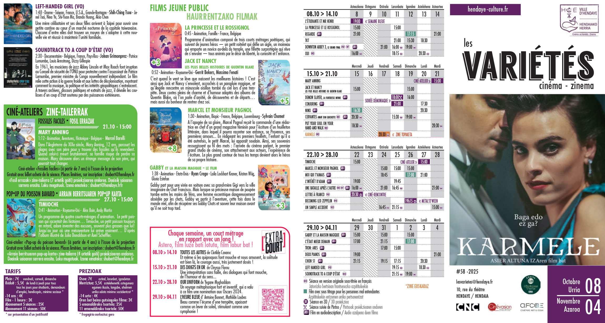 Programme du cinéma octobre 2025