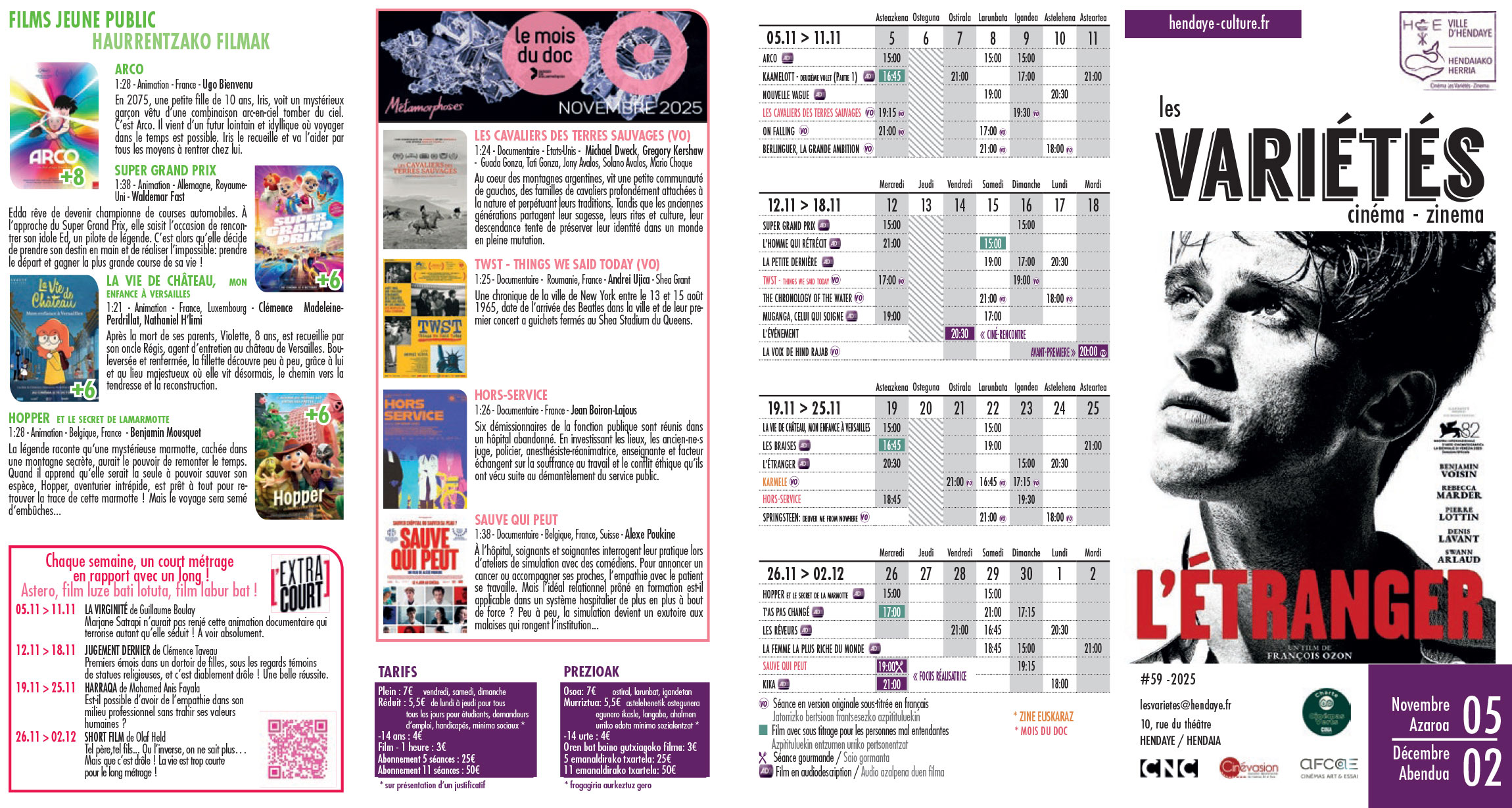Programme du cinéma novembre 2025