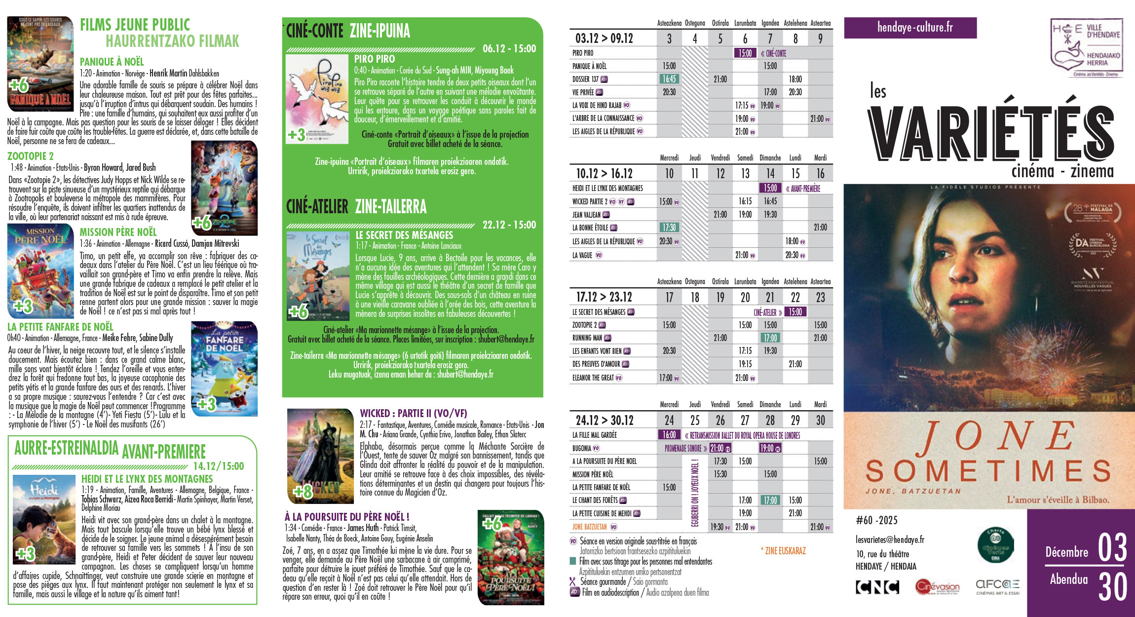 Programme du cinéma décembre 2025