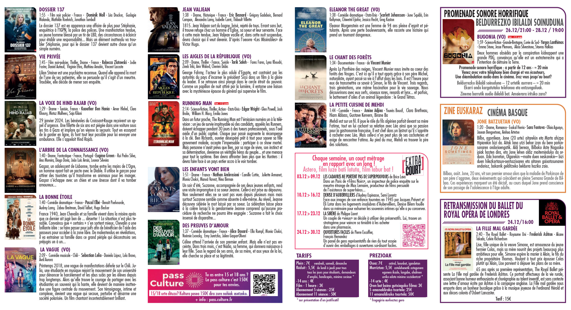 Programme du cinéma décembre 2025