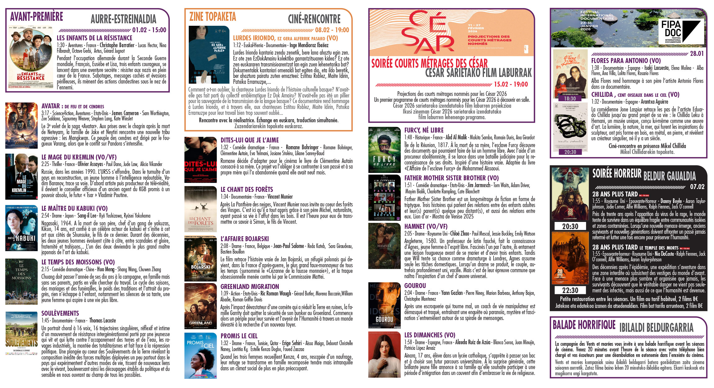 Programme du cinéma février 2026