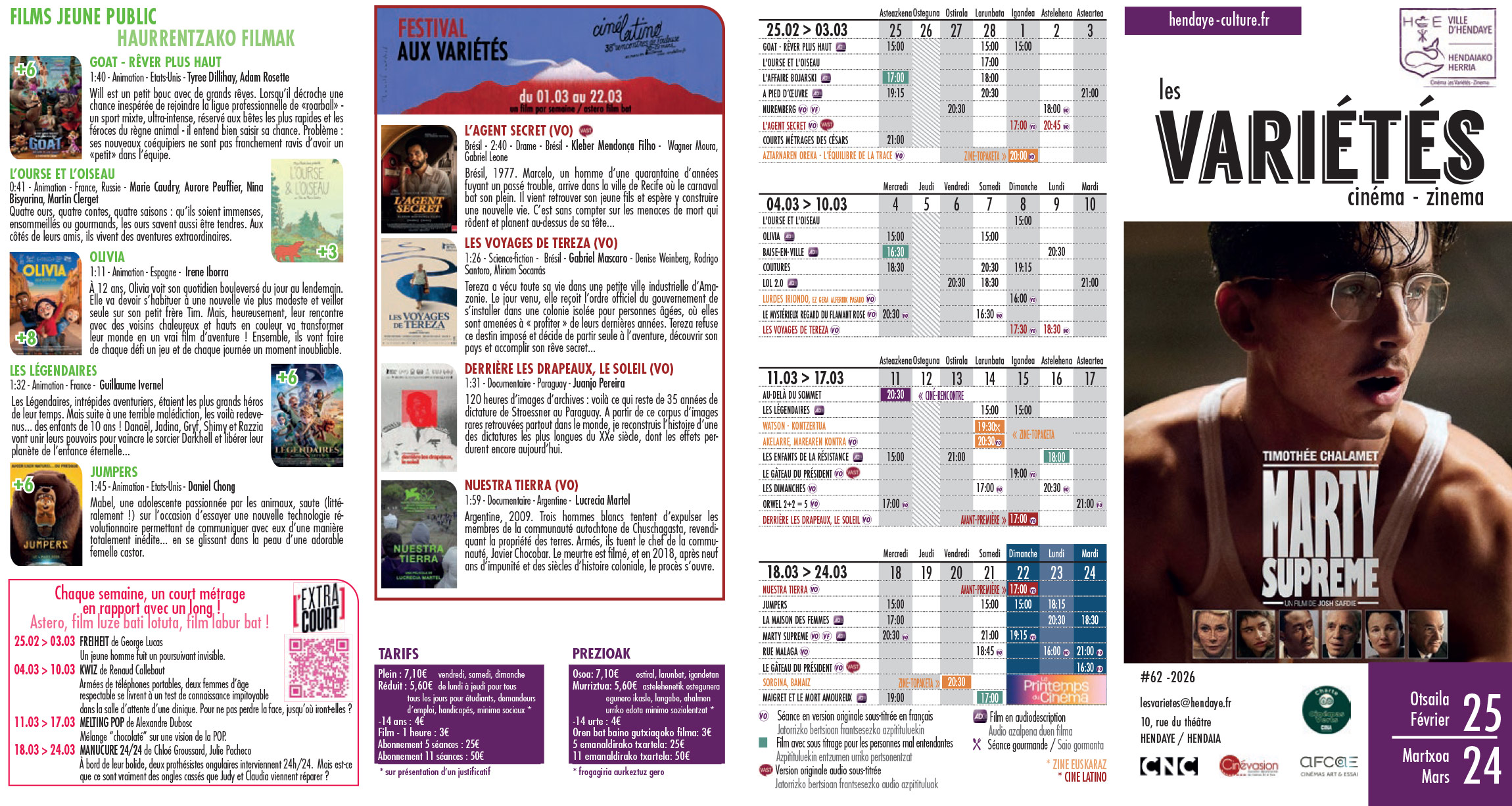 Programme du cinéma mars 2026